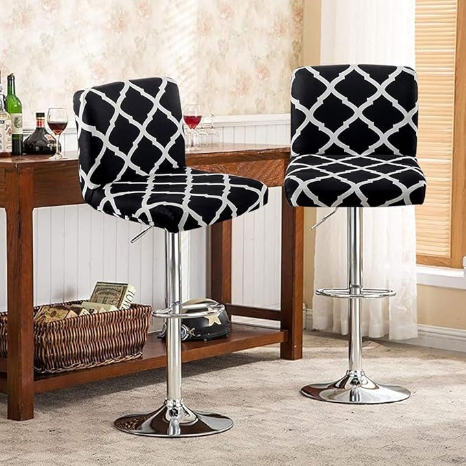 Levoberg Bar Stools Cover Set of 2 Printed Armless Swivel Barstools Slipcovers with Backs Stretch Square Counter Height Bar Stools Covers Mid Low Back Chair Cover for Kitchen Dining Room Bar #1