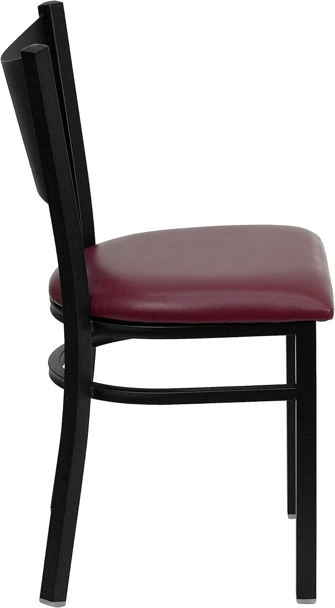 Flash Furniture HERCULES Series Black Coffee Back Metal Restaurant Chair - Burgundy Vinyl Seat (Pack of 4)