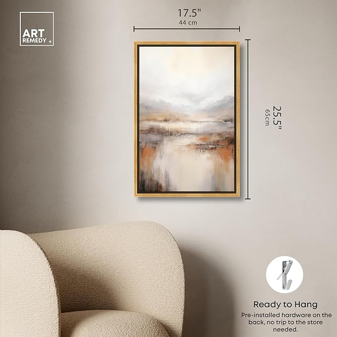 Art Remedy Natural Cascades Canvas Muted Abstract Wall Art, Gold Frame, 16" x 24"