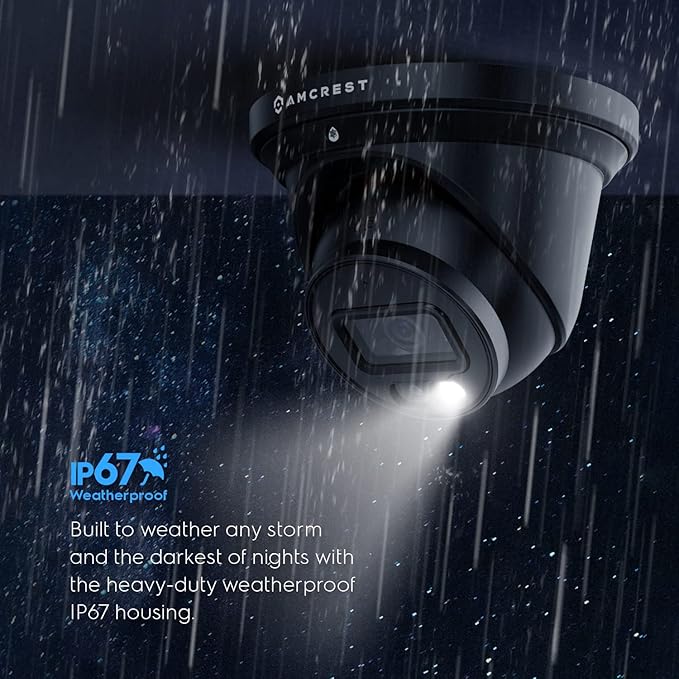 Amcrest 2-Pack UltraHD 4K (8MP) IP PoE AI Camera, 49ft Nightcolor, Security Outdoor Turret Camera, Built-in Mic, Human Detection, Active Deterrent, 129° FOV, 4K@15fps 2PACK-IP8M-2779EB-AI (Black)