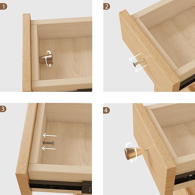 Narrow Nightstand with 3 Drawers,Solid Wood Narrow Bedside Table Natural, Modern Skinny Nightstand for Bedroom(Fully Assembly)