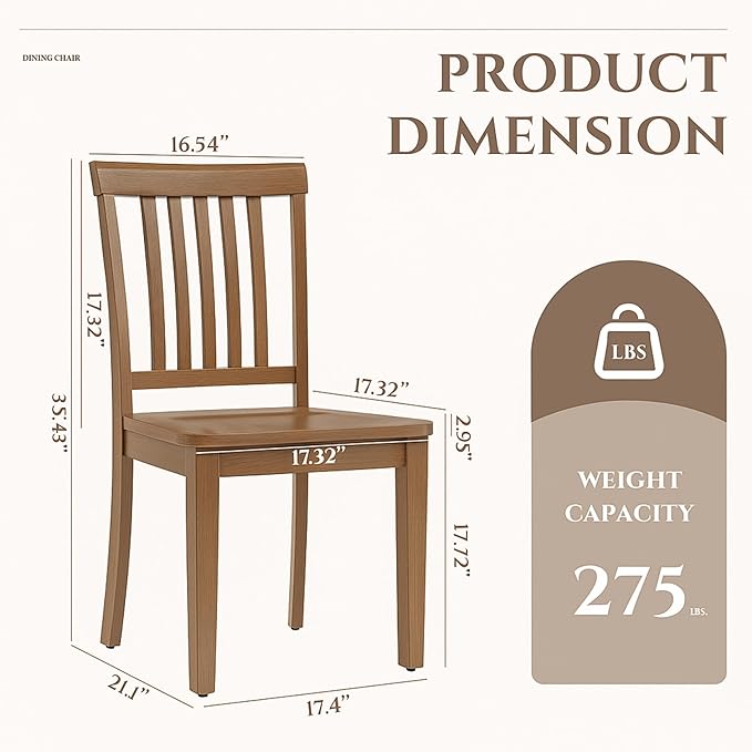 COLAMY Wooden Dining Chairs Set of 4, Spindle High Back Windsor Kitchen Side Chair, Farmhouse Dining Chairs for Kitchen and Dining Room, Light Brown