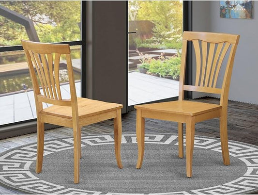 East West Furniture AVC-OAK-W Avon Dining Room Chairs - Slat Back Wood Seat Chairs, Set of 2, Oak