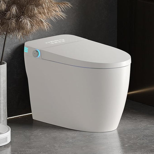 Smart Toilet with Bidet Built In&Auto Flush, Hands-Free One-Piece Modern Toilet, Heated Seat & Instant Warm Water, Foot Sensor & Remote Control, Easy DIY Installation(Elongated, White)