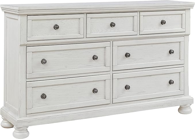 Signature Design by Ashley Robbinsdale Traditional 7 Drawer Dresser, Antique White