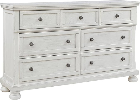 Signature Design by Ashley Robbinsdale Traditional 7 Drawer Dresser, Antique White