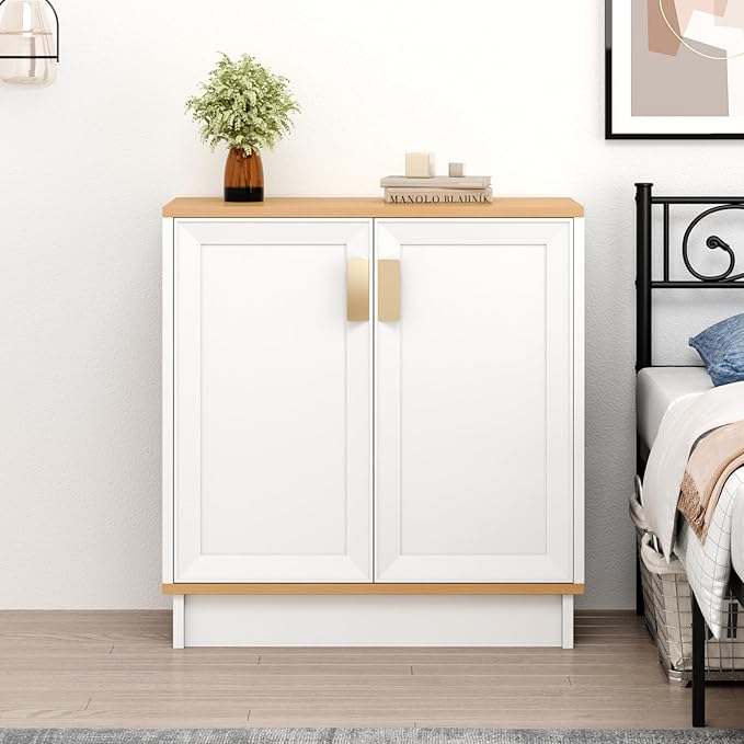 Sideboard Buffets Storage Cabinet, Modern Kitchen Storage Cabinet with Doors, Farmhouse Buffet Table Console Table Coffee Bar for Entryway Kitchen Dining Room, White