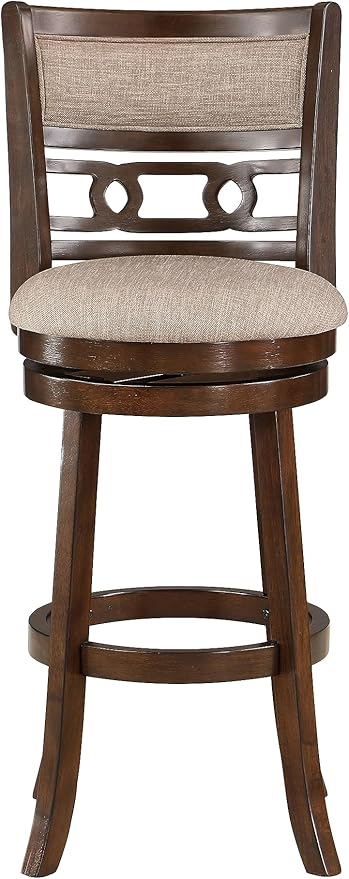 New Classic Home Furnishings Gia 29" Swivel Barstool-Cherry W/Brown Fabric Seat