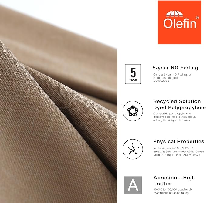 MASTERCANOPY 5-Year-Non-Fading Olefin 9FT Patio Umbrella Replacement Canopy-Beige Canopy Only