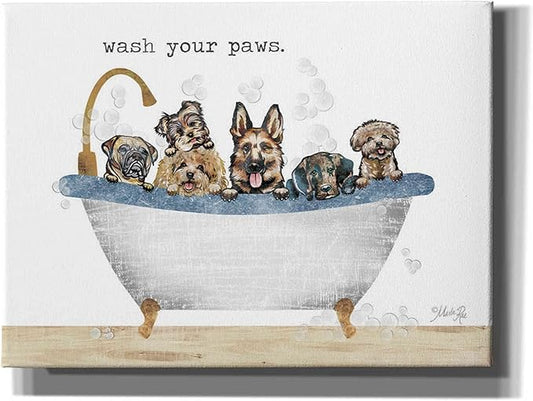 Epic Graffiti 'Wash Your Paws' by Marla Rae, Canvas Wall Art, 54"x40"