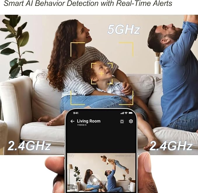 Indoor Security Camera - 5G & 2.4GHz Dog/Pet WiFi Security Camera & Motion Detection, 360° Pan/Tilt Plug-in Indoor Camera for Home Security, Smart AI 911 One-Click, US Cloud Storage (2Pack)