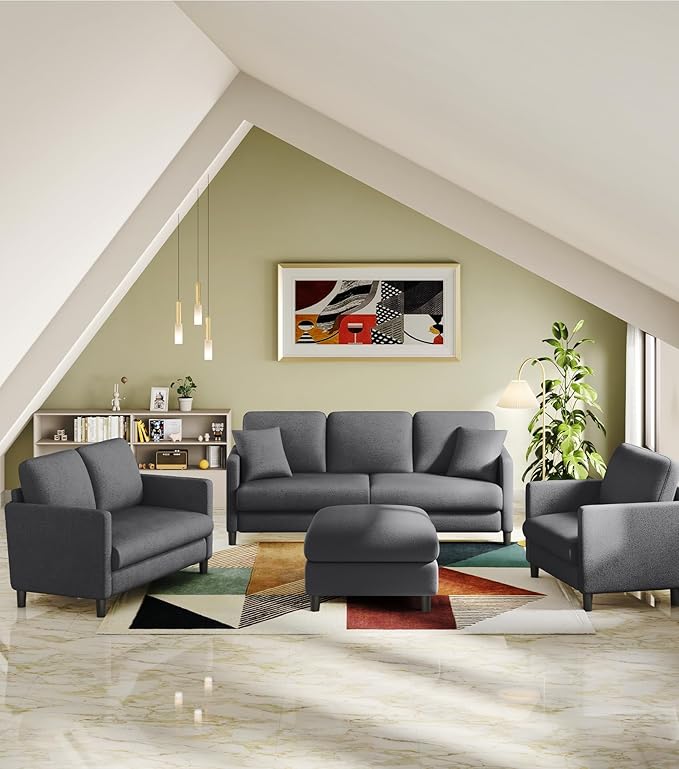 Welzona Loveseat, 51" Small Couch, Comfy Teddy Love Seat for Living Room, Tool-Free Setup Loveseat Sofa for Small Spaces, All-Wood Small Sofa Couch for Bedroom, No Pillow Included, Grey