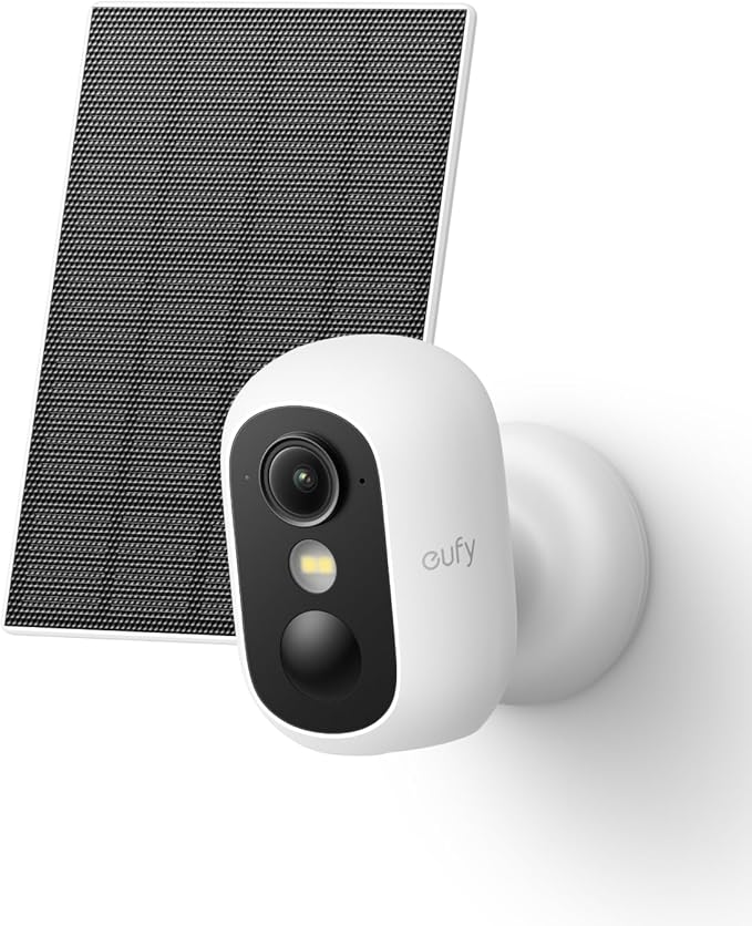 eufy Security eufyCam C35 with Solar Panel, Wireless Security Camera, Outdoor and Indoor, Magnetic Mount, Color Night Vision, Local Storage, No Monthly Fee, IP67, White
