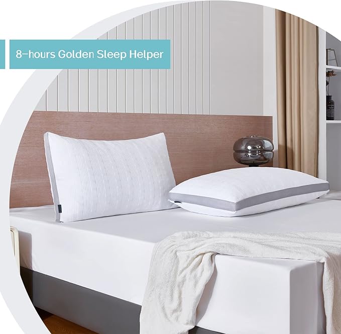 Meoflaw Cooling Queen Size Pillow, Shredded Memory Foam, Supports Back & Side Sleepers, Adjustable with Washable Cover