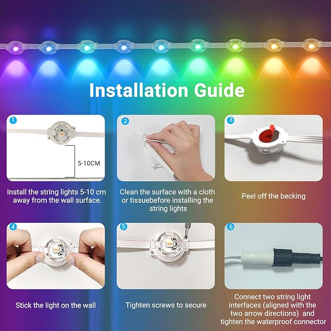 100FT Permanent Outdoor RGB Lights - IP67 Waterproof Smart 50 LEDs Eaves Lights with App/Remote Control,for Christmas and All Holiday Decor, Daily and Accent Lighting,House Roof,Garden Lighting