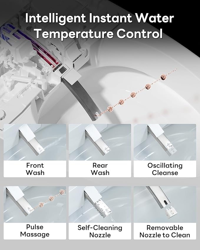 CANEST Smart Toilet with Bidet Built in, Auto Open Close Lid, ADA Height, Smart Temperature Control, Dual Flush with Tank, Heated Seat, Warm Dryer, Remote Control (TC-200GE NEW)