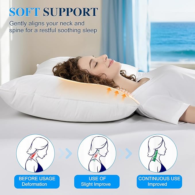 RDS Certified Goose Down and Feather Pillow King Size Set of 2, 100% Cotton Shell, 3-Chamber 5 Stars Hotel Pillow for Sleeping, Bed Pillows for Neck Pain Relief, Perfect for Side Sleepers - 20"x36"