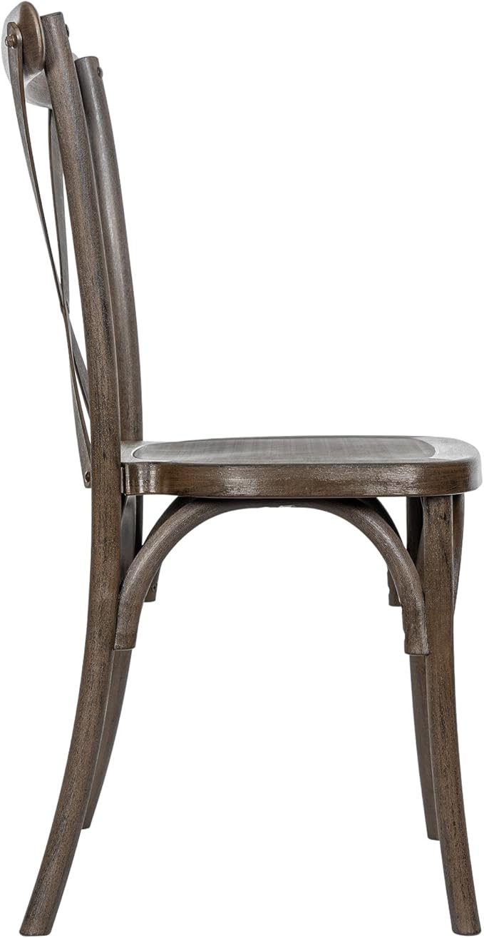 Flash Furniture Hercules Commercial Indoor/Outdoor Cross Back Chair, Wood Look, Weather-Resistant, Lightweight Design, Versatile Use, Dark Brown