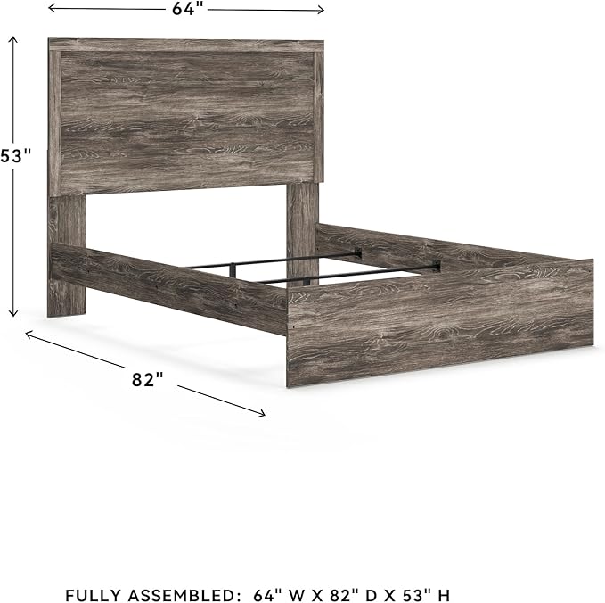 Signature Design by Ashley Ralinksi Vintage Queen Panel Bed with Metal Slats, Foundation or Box Spring Needed, Gray