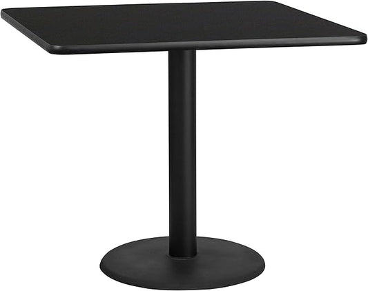 Flash Furniture Graniss 42'' Square Natural Laminate Table Top with 24'' Round Table Height Base