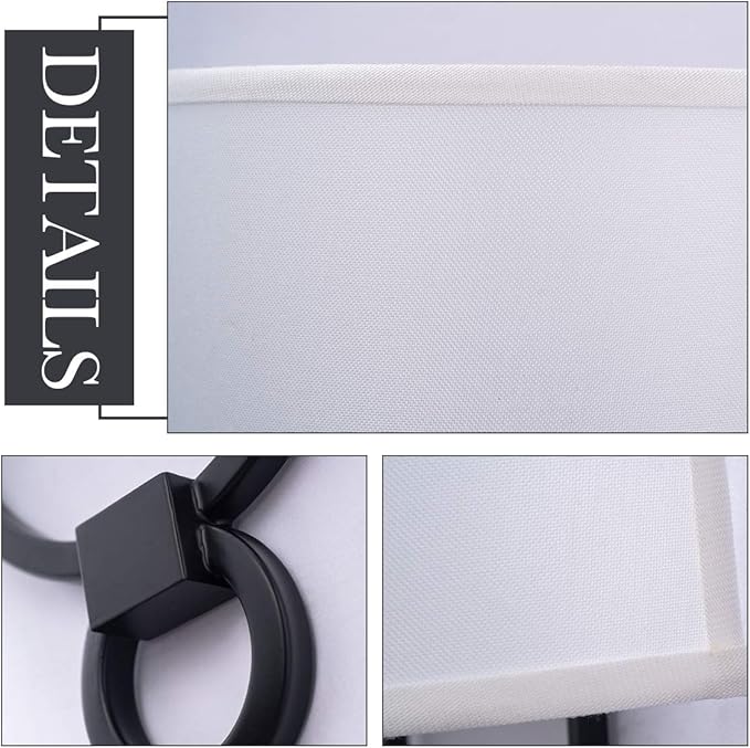 VILUXY Modern Wall Sconces Bedside Wall Sconce Lighting Fixture with White Fabric Shade for Bedroom, Hallway, Entryway, Passway, Bathroom, Vanity 2 Pack