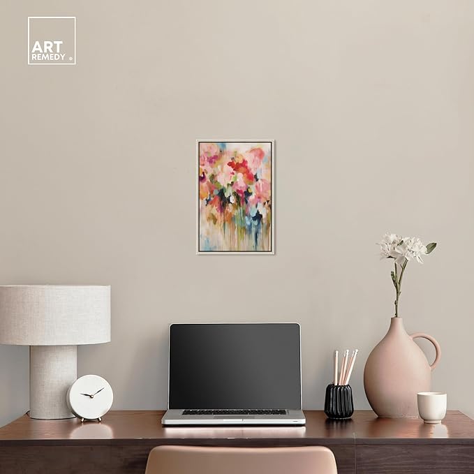 Art Remedy Soft Lush Pastel Canvas New Floral Wall Art, Silver Frame, 10" x 15"