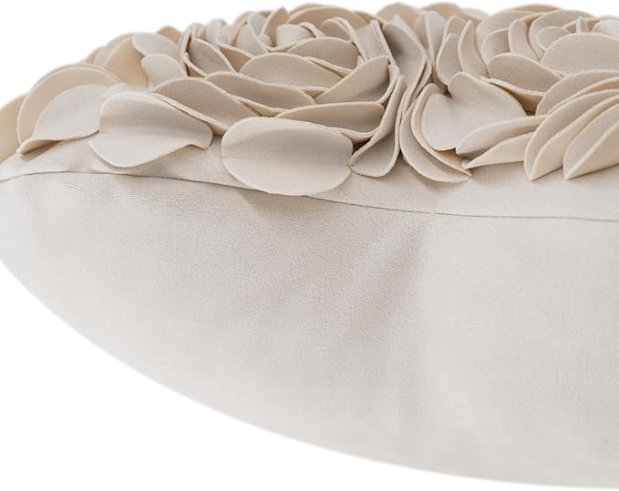 JWH Heart Flower Throw Pillow Covers Decorative Floral Shaped Accent Cushion Soft Pillowcase for Sofa Couch Living Room Bed Chair 14x16 Inches Creamy White