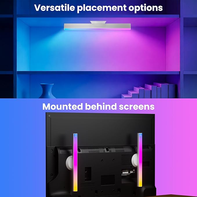 TJOY Smart Wi-Fi Light Bars, Work with Alexa &Google Assistant, Gaming Desk Lights with Music Sync&Scene Modes, RGB TV Light Bar, Ambient Lighting for Game, Atmosphere Decoration(2.4Ghz WiFi only)