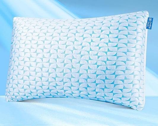 QUTOOL Firm Cooling Pillow Shredded Memory Foam(Adjustable Loft), Supportive Gel Pillow for Side, Back, and Stomach Sleepers, Washable Cover, Queen Size, for Parents Men