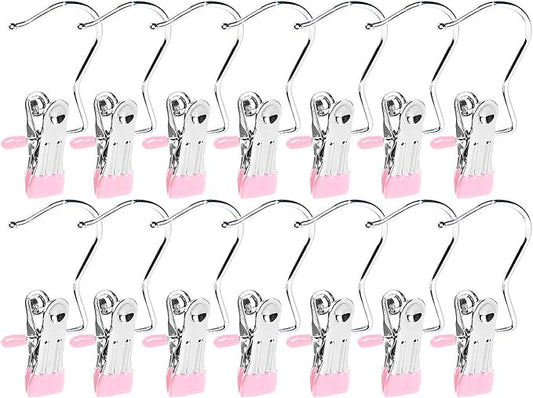 30 Pack Boot Hanger for Closet, Laundry Hooks with Clips, Boot Holder, Hanging Clips, Portable Multifunctional Hangers Single Clip Space Saving for Jeans, Hats, Tall Boots, Towels(Pink)