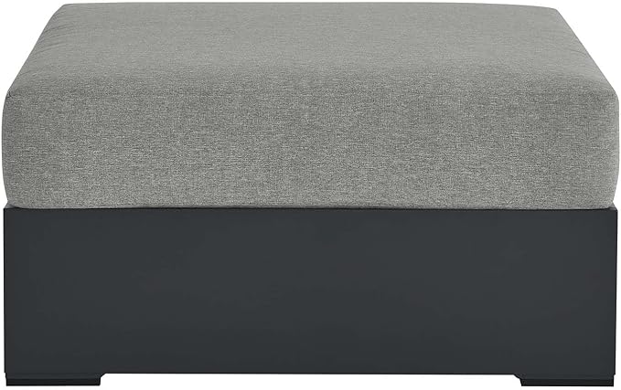 Modway Tahoe Aluminum Ottoman Gray with Weather-Resistant Cushion-Ideal as Outdoor Footstool, Patio or Sunroom Furniture