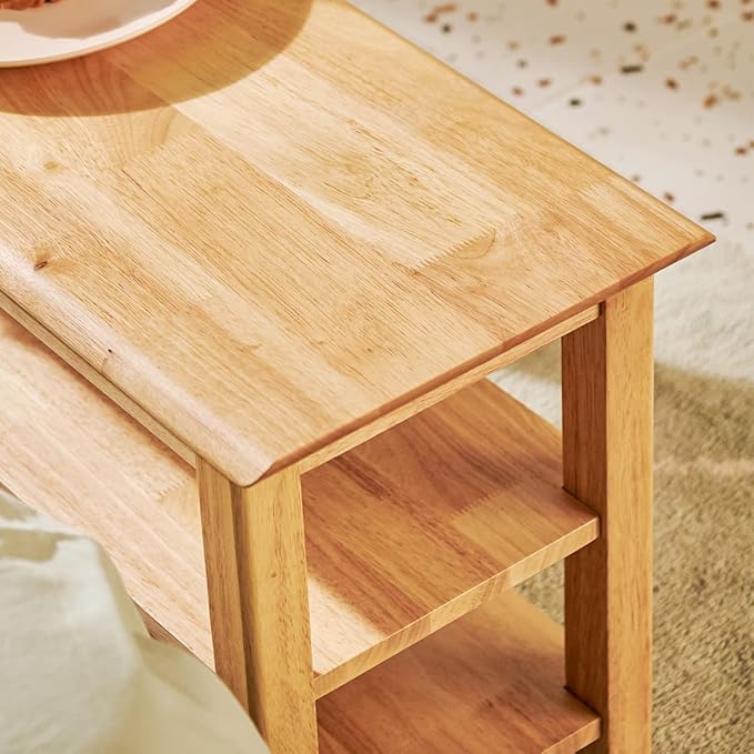 Shoe Rack Bench, 3-Tier Shoe Shelf Organizer,6-Pairs Entryway Storage Bench for Hallway, Bedroom, Living Room, Bedroom, Hold up to 550 lbs, Solid Wood, Natural