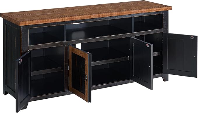 Martin Svensson Home Foundry 65" Black and Honey Solid Wood TV Stand with Storage