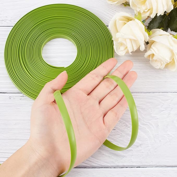 GORGECRAFT 8mm x 10m Rattan Weaving Wicker Repair Material Synthetic Rattan Plastic Flat Polyethylene Woven Knit Vinyl for Repair DIY Home Furniture Chair Table Storage Basket Weaving Crafts(Green