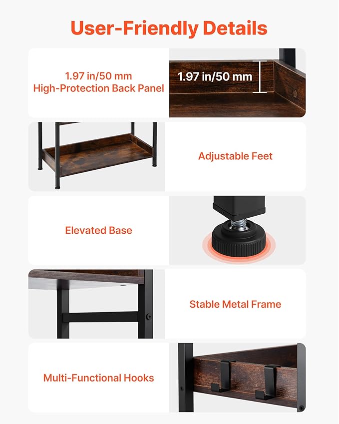 VEVOR Industrial Bookshelf, 6-Tier, Vintage Ladder Shelf Bookshelves and Bookcases, with Metal Frame, Book Organizer with Open Shelves, for Living Room, Bedroom, Kitchen, Home Office, Rustics Brown