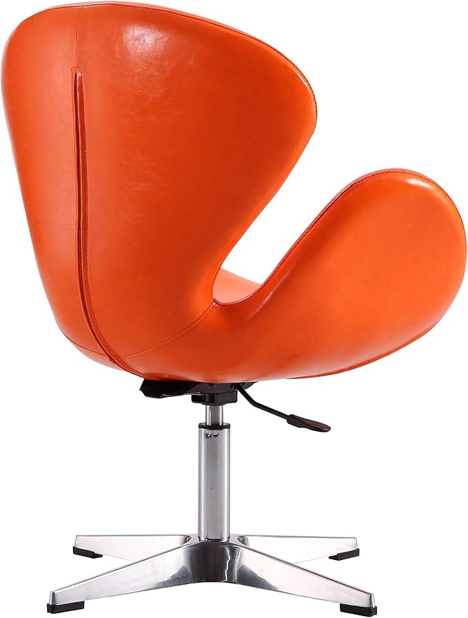 Manhattan Comfort Raspberry Adjustable Swivel Accent Chair Set of 2 with 360° Turn, Polished Chrome Base, Modern Retro Design, Ideal for Living Room and Home Office, Orange Wool Blend