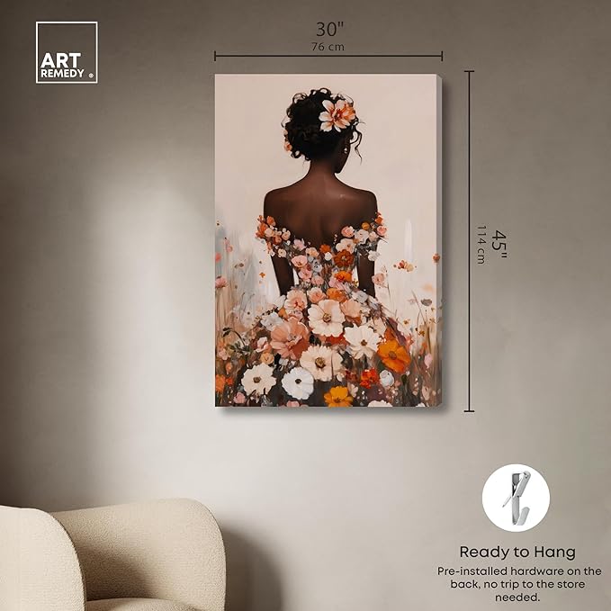 Autumn Bloom Dress Canvas Print Fashion Wall Decor by Art Remedy, Gallery Wrapped, 30 x 45