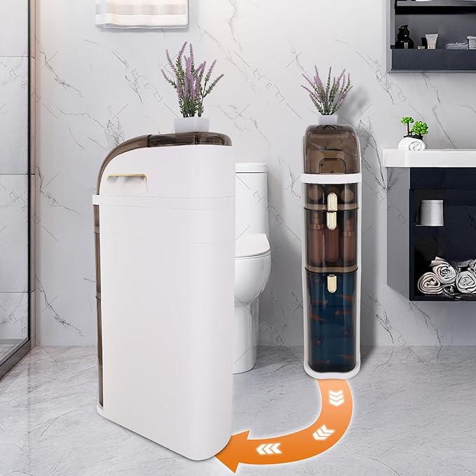 Slim Bathroom Storage Cabinet,Waterproof Narrow Bathroom Drawers,Suitable for Small Spaces,Ideal for Bathrooms, Living Rooms,Toilet,Kitchen or Bedrooms (4-Tiers)