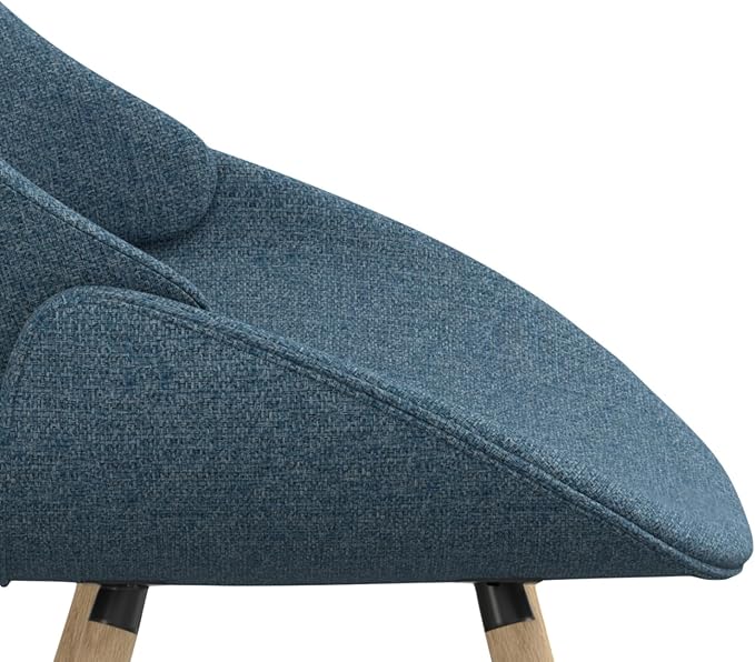 SIMPLIHOME Malden Dining Chair in Denim Blue Linen Look Fabric, 22.8 x 20.9 x 30.9 inches, Bentwood Design with Light Wood Legs for Dining Room