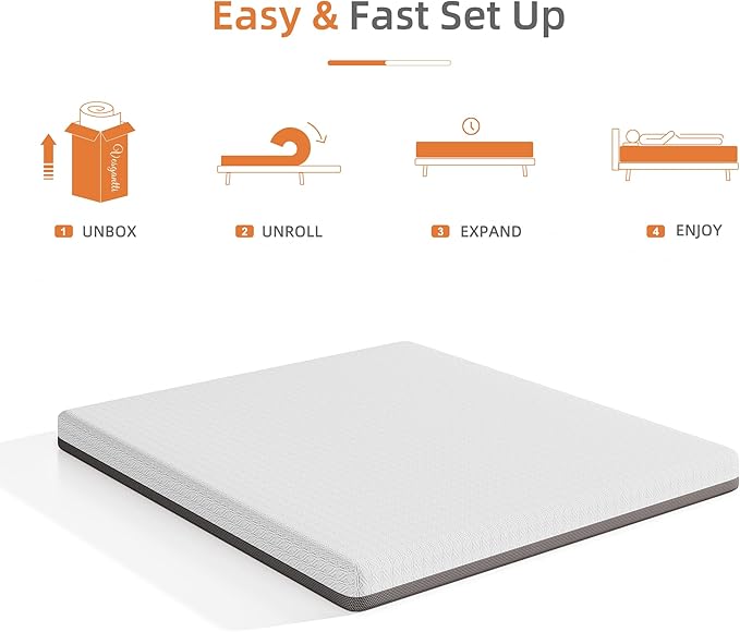 Vesgantti Twin XL Mattress, 6 Inch Gel Memory Foam Mattress for Cool Night & Pressure Relief, Medium Plush Feel with Motion Isolating,Breathable Removable Cover