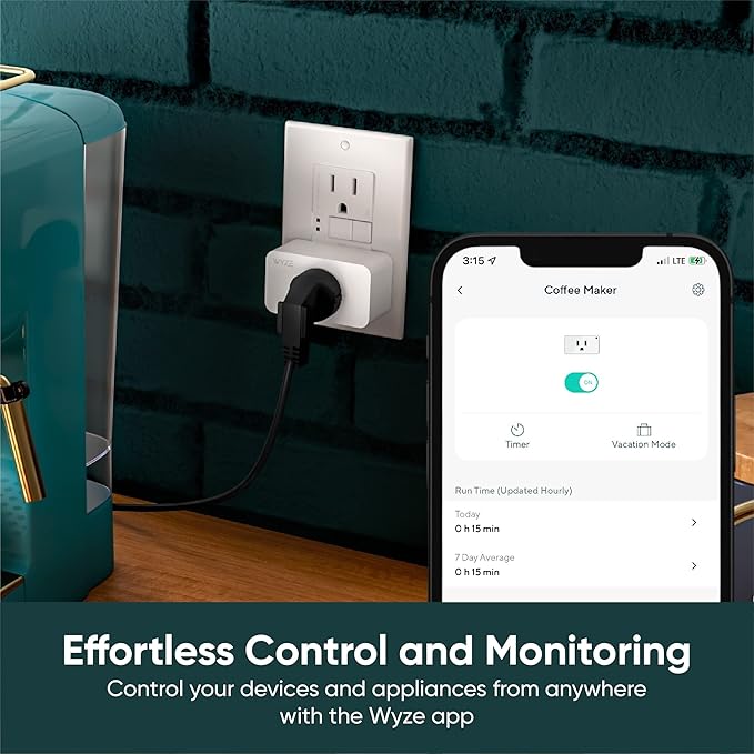 Wyze Plug, 2.4GHz WiFi Smart Plug, Compatible with Alexa, Google Assistant, IFTTT, No Hub Required, Two-Pack, White & Outdoor, Dual Outlets Energy Monitoring, IP64