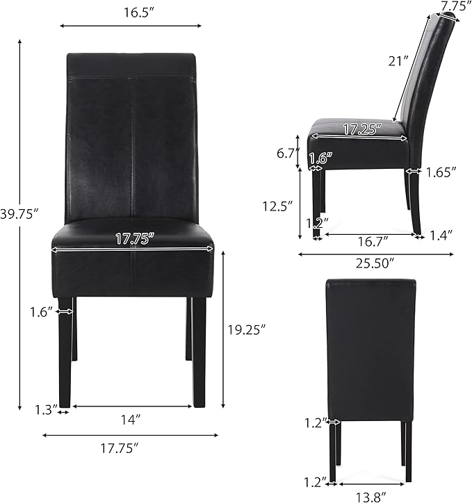 Christopher Knight Home Pertica Upholstered T-Stitch Dining Chairs - Faux Leather - Midnight Black/Espresso (Set of 2)