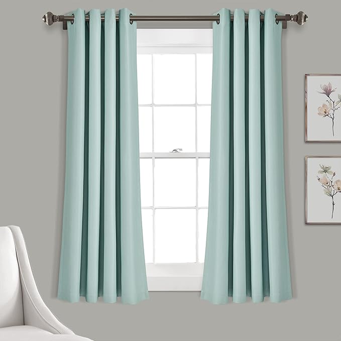 Lush Decor Insulated Grommet Blackout Window Curtain Panels, Pair, 52" W x 63" L, Blue - Classic Modern Design - Chic Window Decor - Curtains For Living Room, Bedroom, Or Dining Room