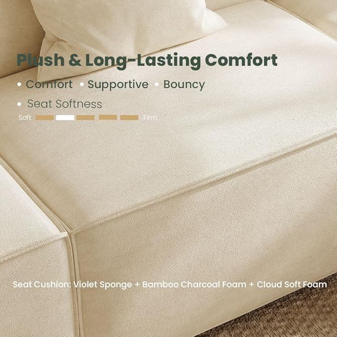 115" Power Sofa,Modular Sectional Couches for Living Room,Modern Large Sofa with Recliners,Comfy Velvet Cloud Couch with Deep Seat with 1 Ottoman,Pet Friendly,Free Combination for Home(Beige)
