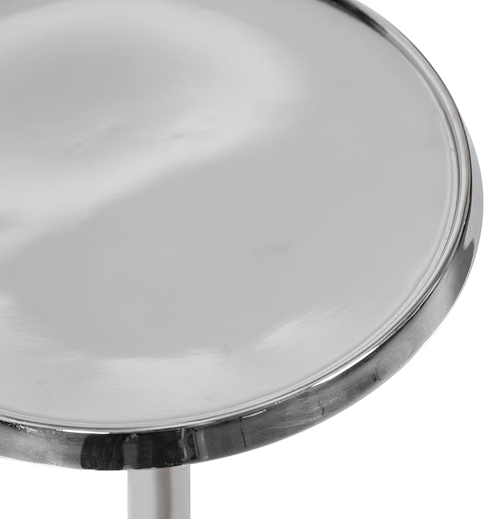 Kate and Laurel Sanzo Modern Pedestal Side Table; 9 x 9 x 23; Silver; Decorative End Table with Sleek Tabletop