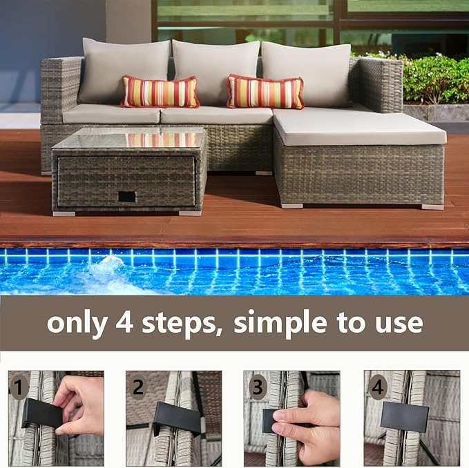12 Pieces Outdoor Patio Furniture Clips for Wicker Sectional Couch Sofa Furniture Clips Wicker Rattan Furnitures Connector Wicker Chair Clamps Fastener Black