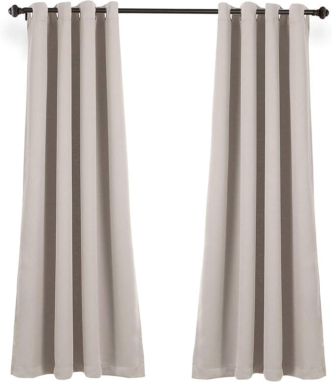 Lush Decor Insulated Grommet Blackout Window Curtain Panels, Pair, 52" W x 63" L, Wheat - Classic Modern Design - Chic Window Decor - Curtains For Living Room, Bedroom, Or Dining Room