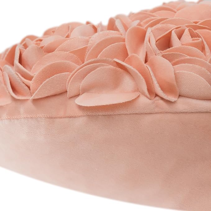 JWH Heart Flower Throw Pillow Covers Decorative Floral Shaped Accent Cushion Soft Pillowcase for Sofa Couch Living Room Bed Chair 14x16 Inches Peach Pink