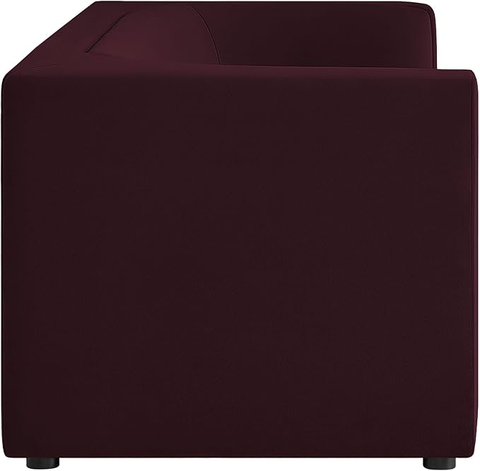 Modway Hilda 86 Inch Modern Curved Back Performance Velvet Sofa in Mulberry – Plush Upholstered 3-Seat Couch for Living Room, Apartment, Office
