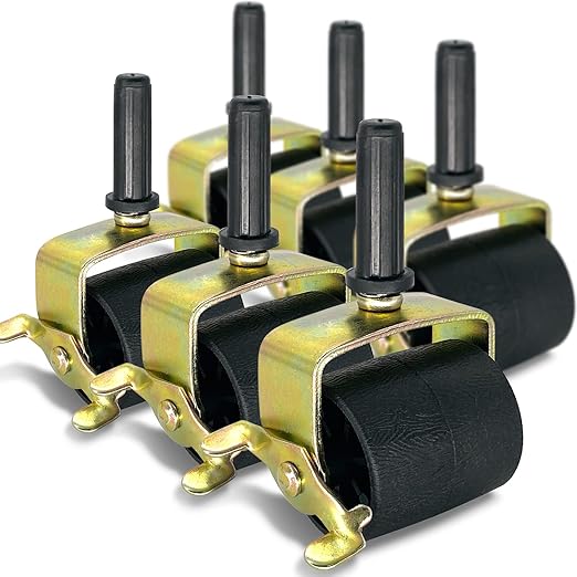 6 PCS Heavy Duty Locking Metal Casters for Bed Frame Replacement Parts, Rollers, Wheels for Furniture Socket